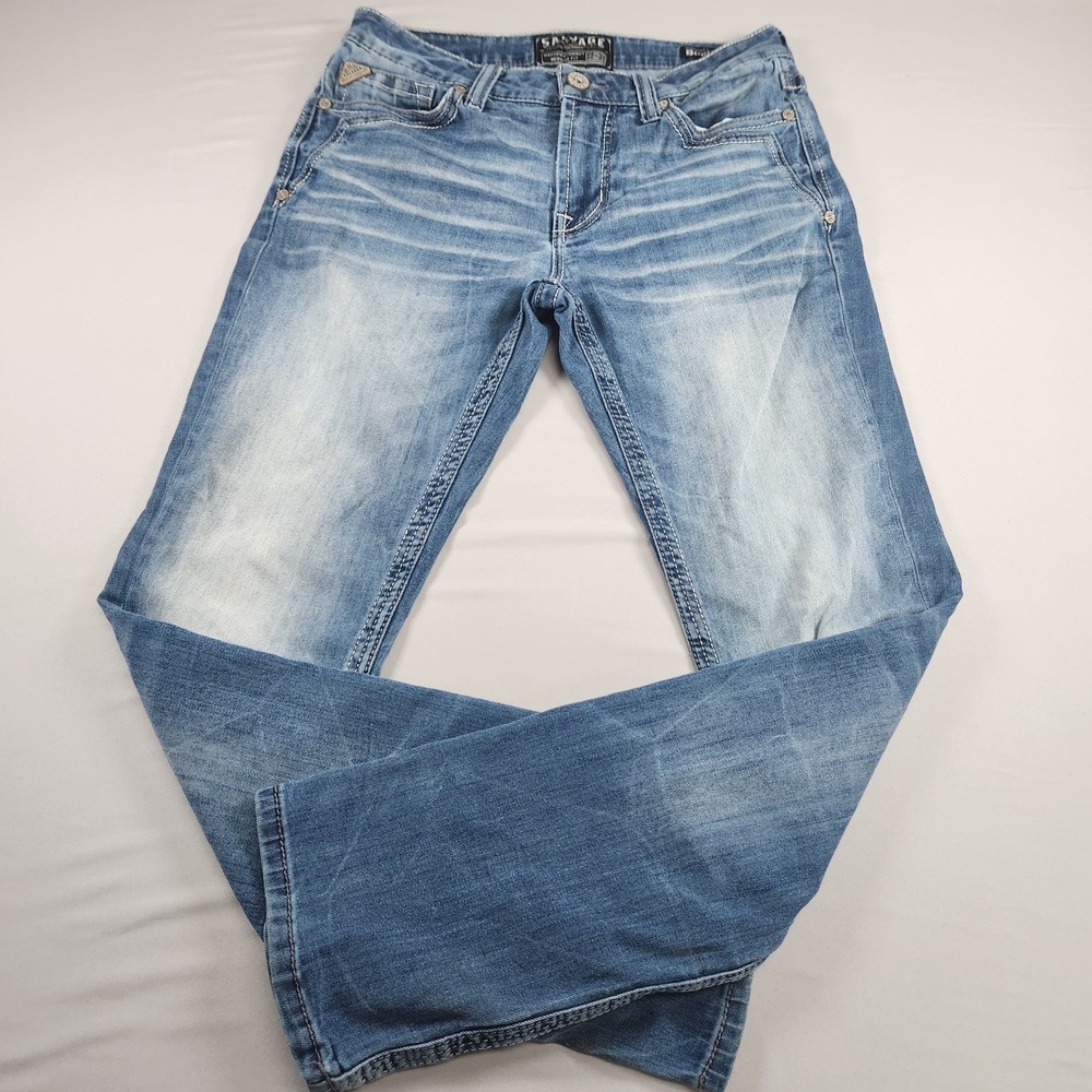 Buckle Salvage Supply Co Mayhem Straight Regular Fit Blue Denim Jeans Men 32"